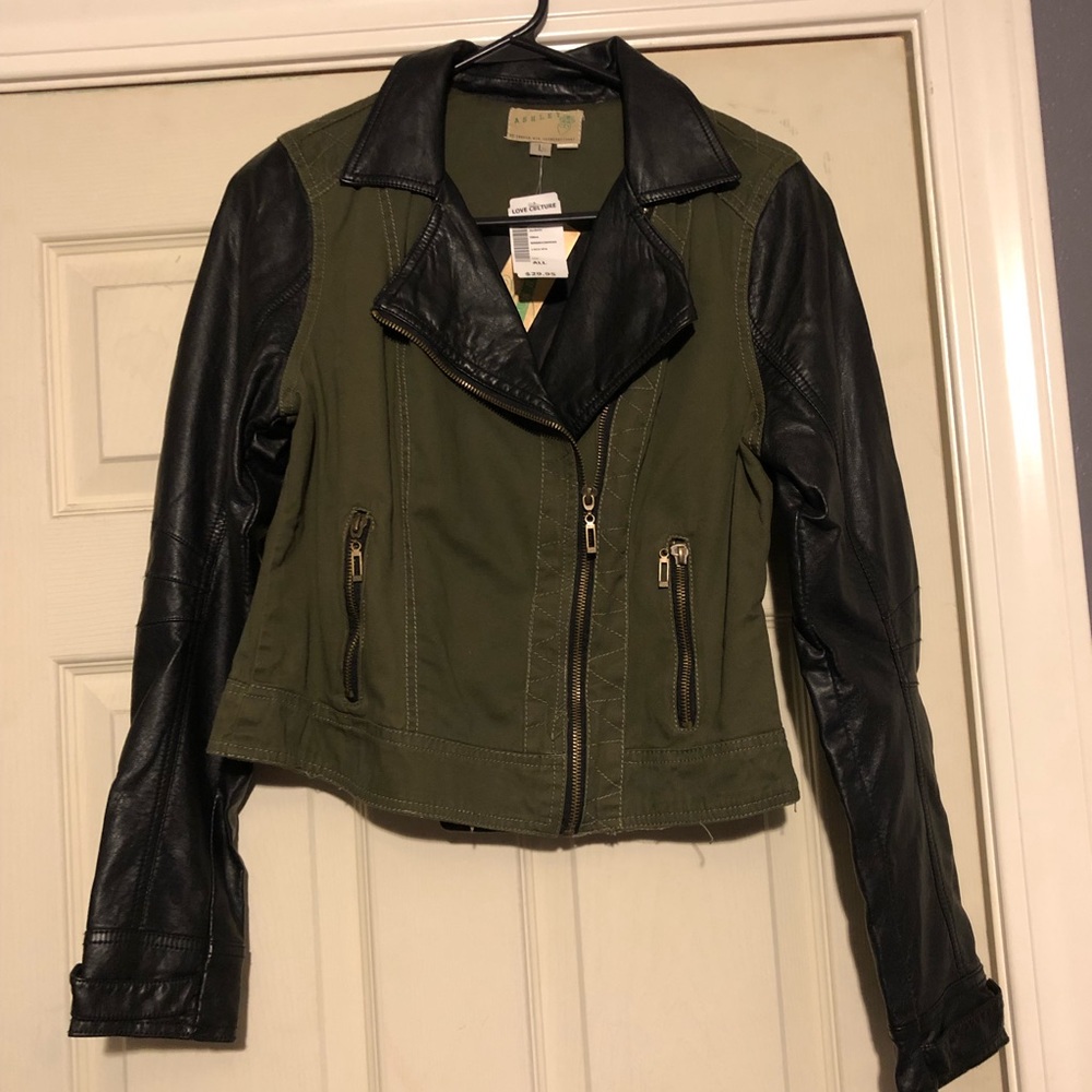 Black/Army green Moto jacket